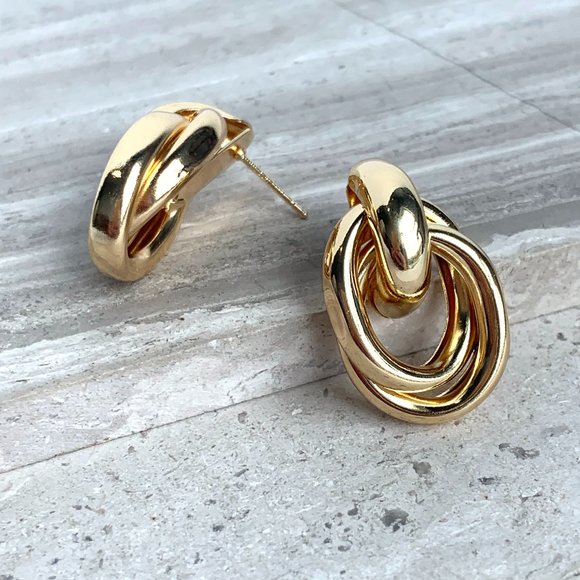 NEW ~ Anthropologie Elongated Gold Linked Earrings - Picture 4 of 6